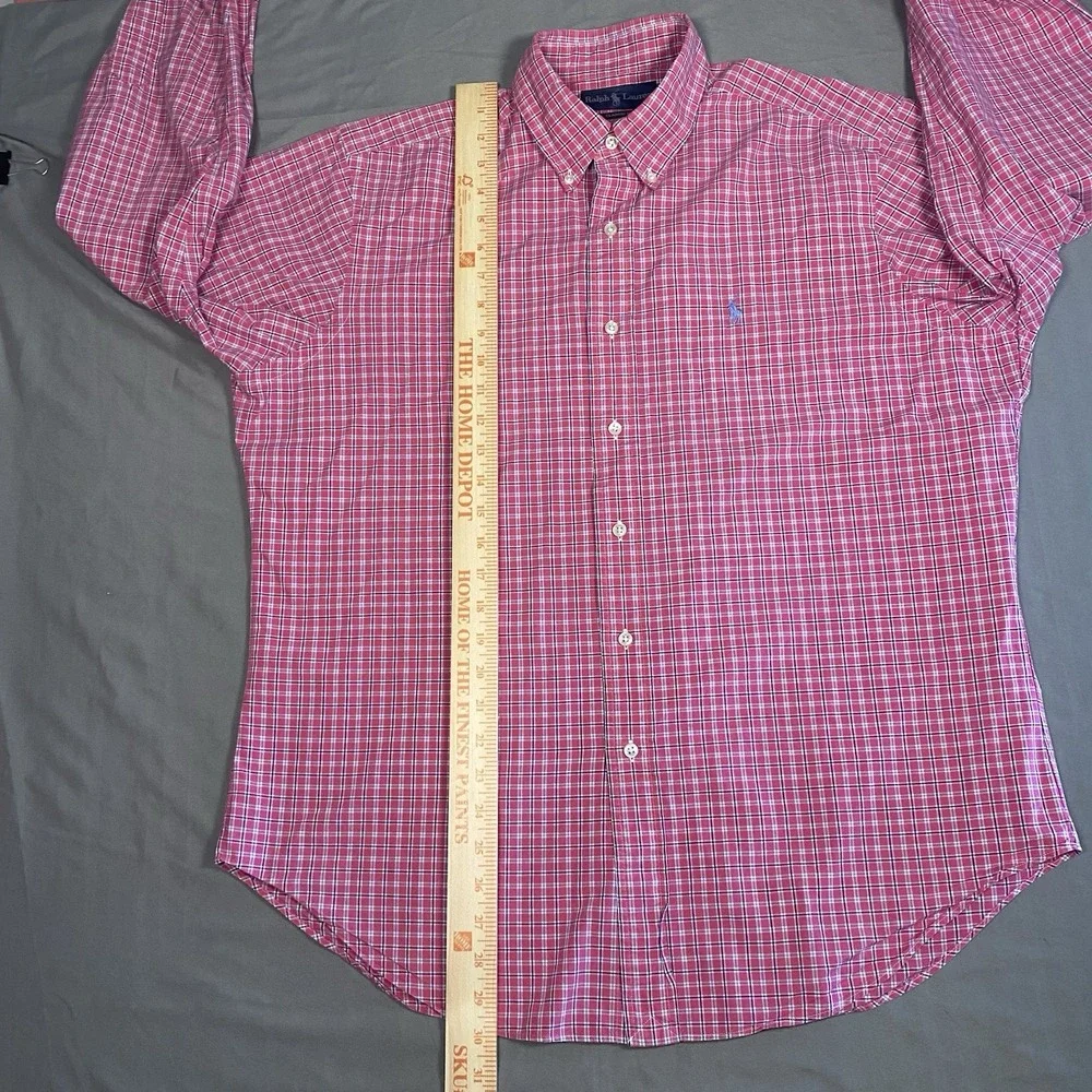 RALPH LAUREN Pink Multicolor Plaid Classic Fit Long Sleeve Button Up Shirt L - Picture 5 of 10